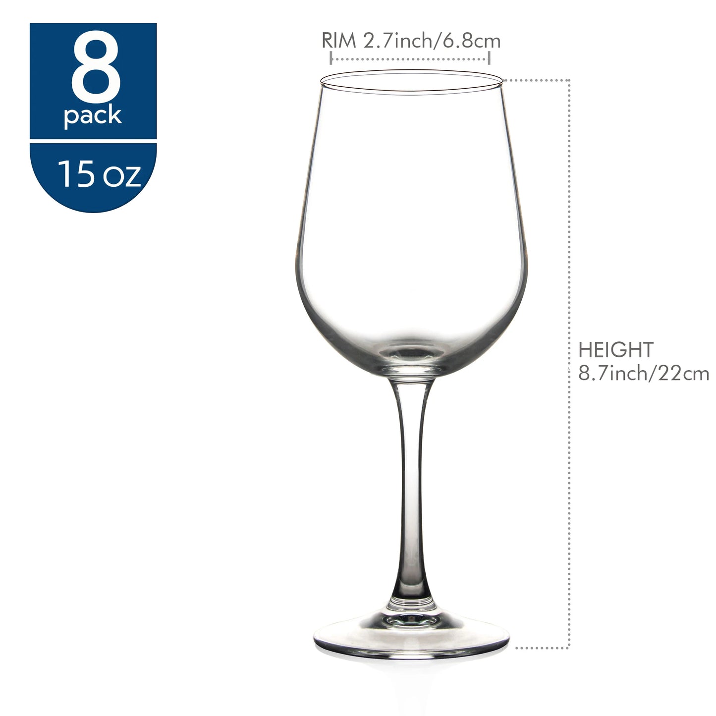 Set of 12 Shock Resistant Tempered Wine Glasses