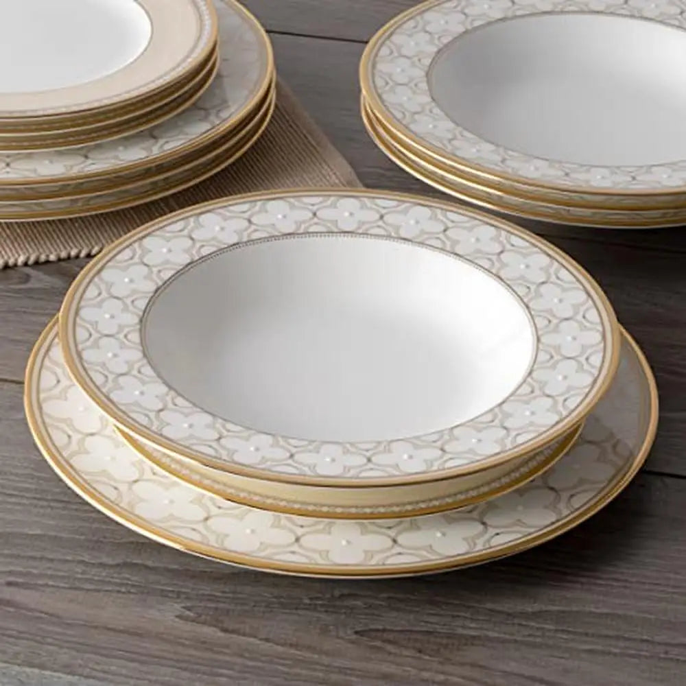 Luxury 12-Piece Gold Trim Bone China  Dinnerware Set, Service for 4