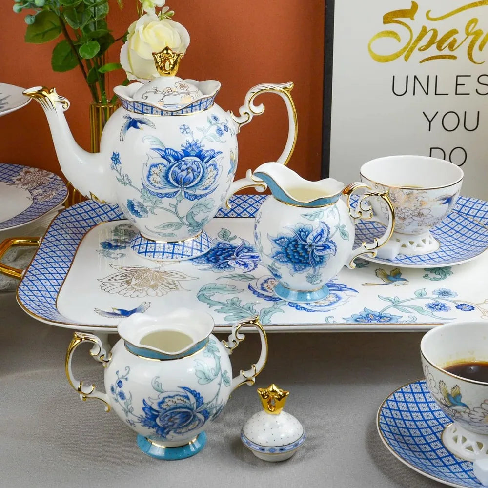 21-piece Elegant Bone China Tea Set