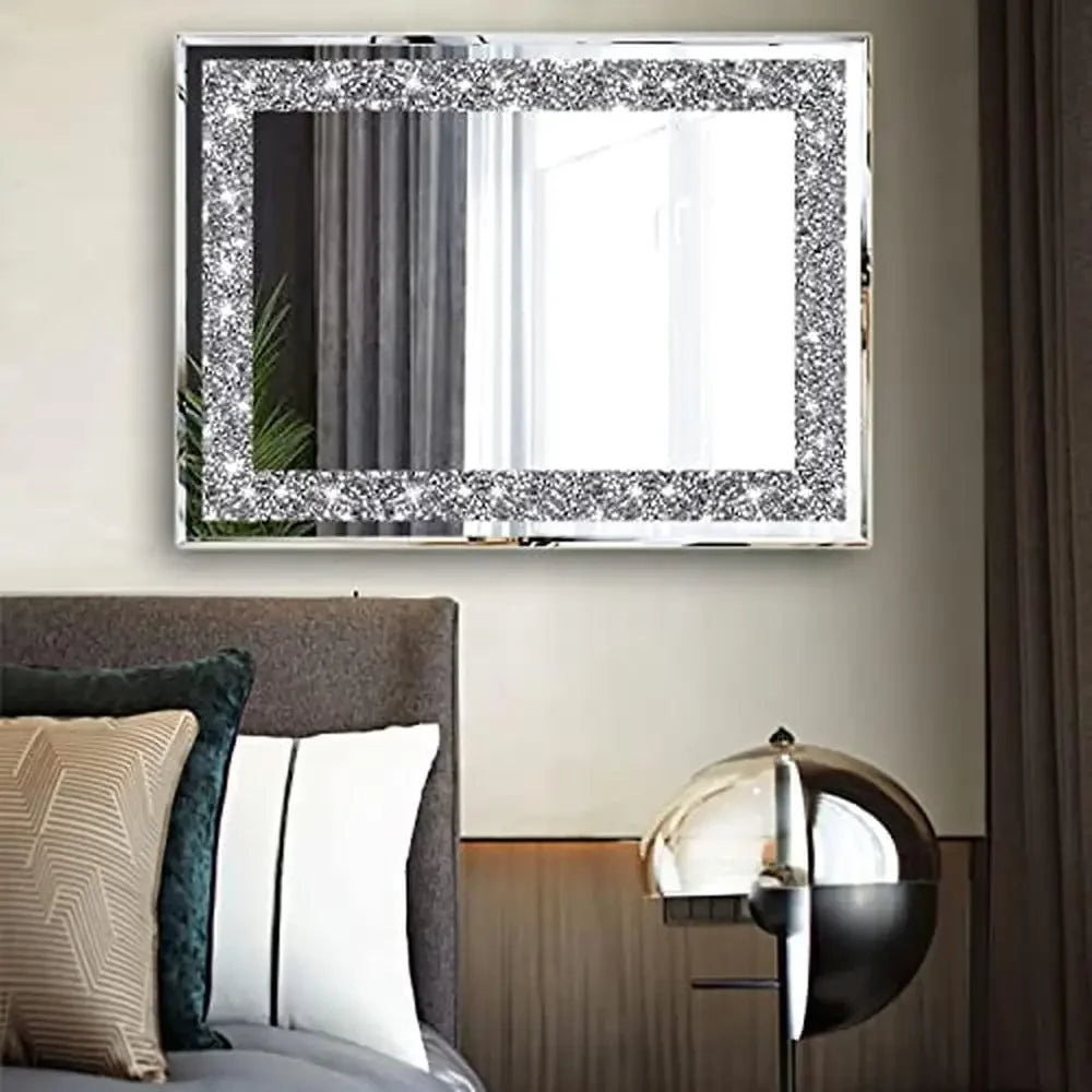 2 piece Crystal Crush Diamond Wall Mirrors Set - 11”x15”