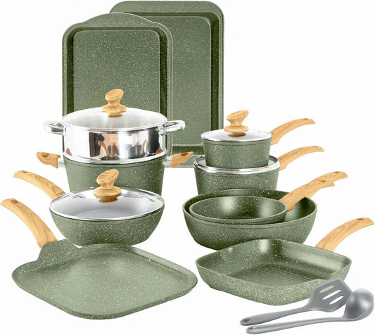 17 Piece Nonstick Granite Cookware Set