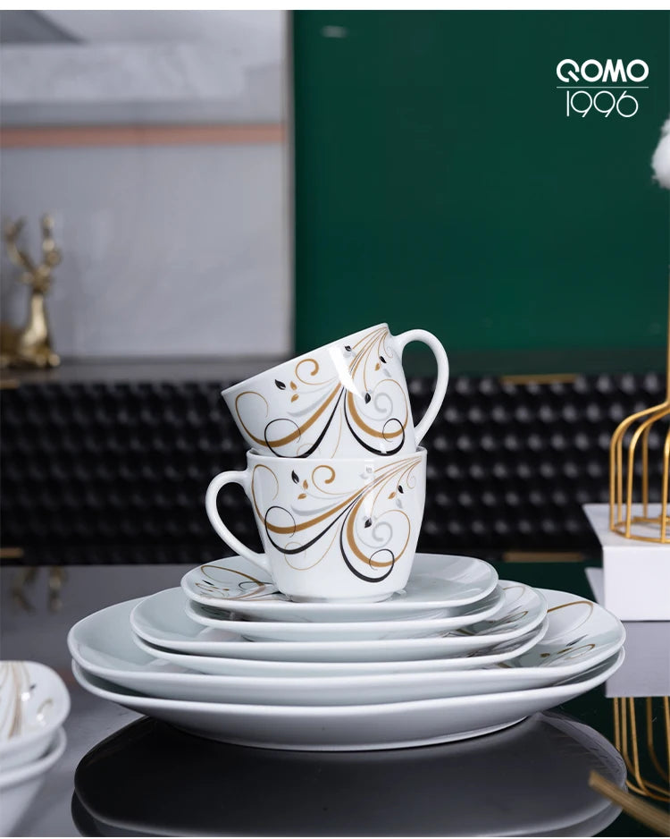 12/28-Piece Porcelain Dinnerware Set For 4