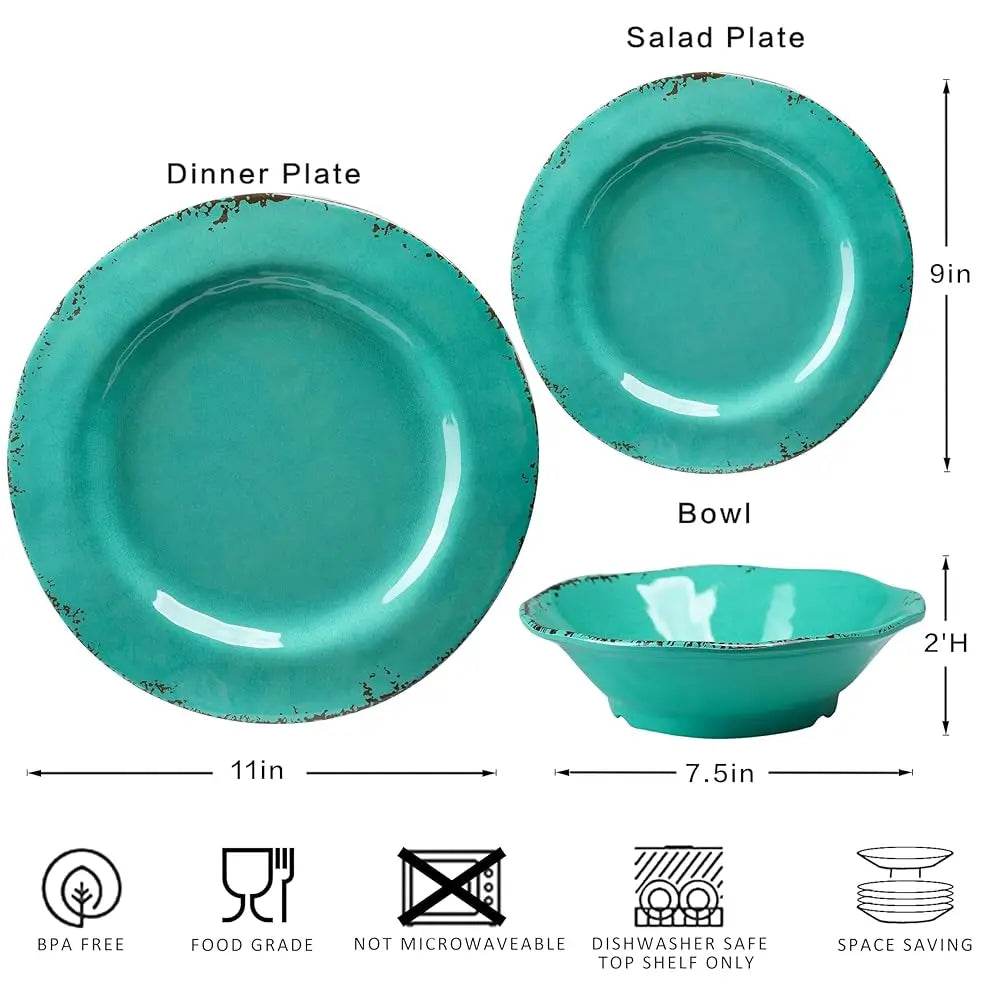 18-Piece Farmhouse Melamine Dinnerware Set