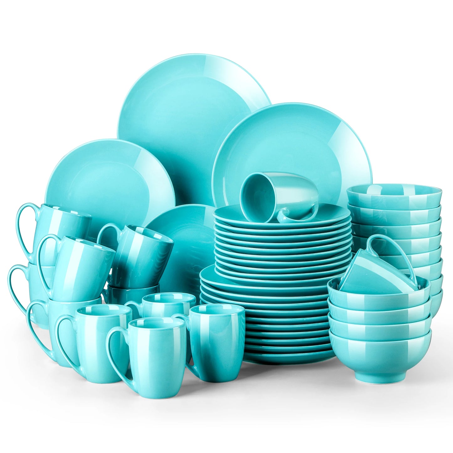 16/32/48-Piece Light Blue Ceramic Tableware Dinner Set