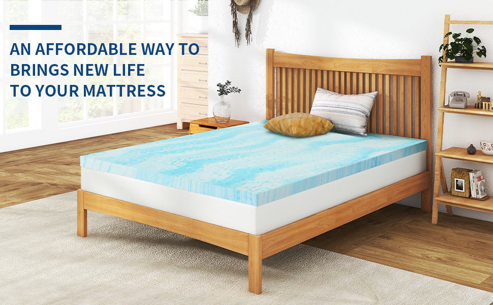 4-Inch Gel Memory Foam Mattress Topper, Size Optional