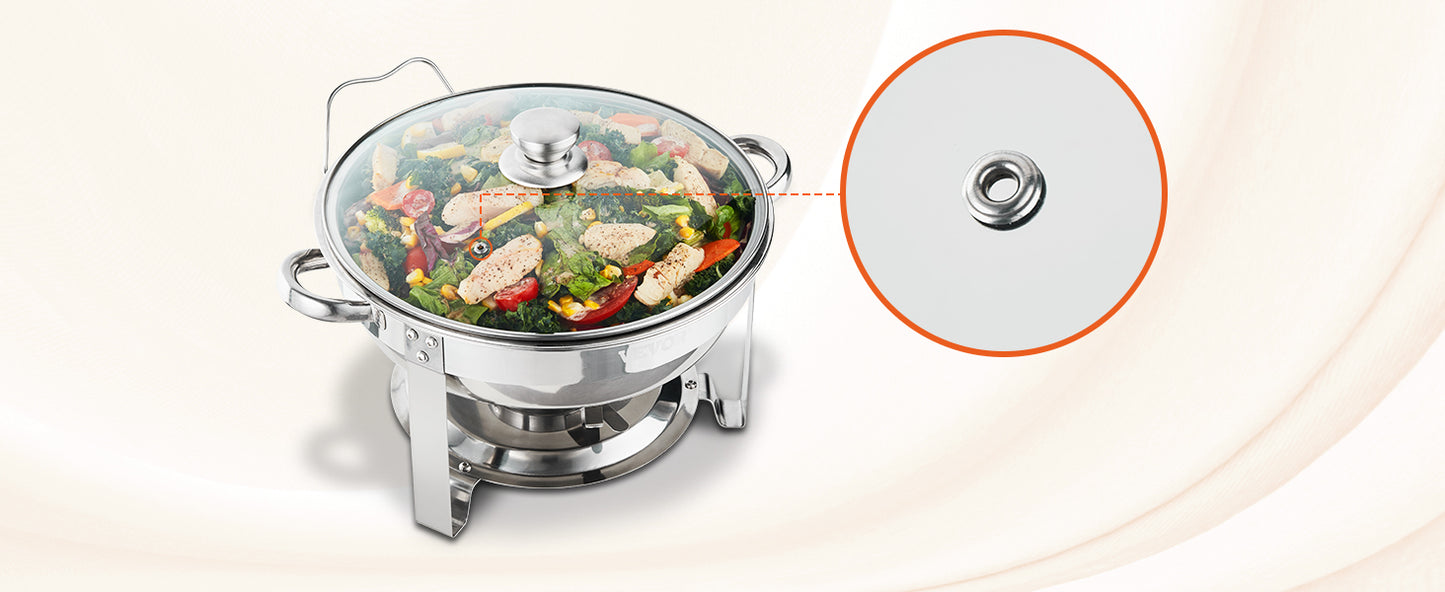 4 Qt 2 Pack, Round Catering Warmer with Vented Glass Lid